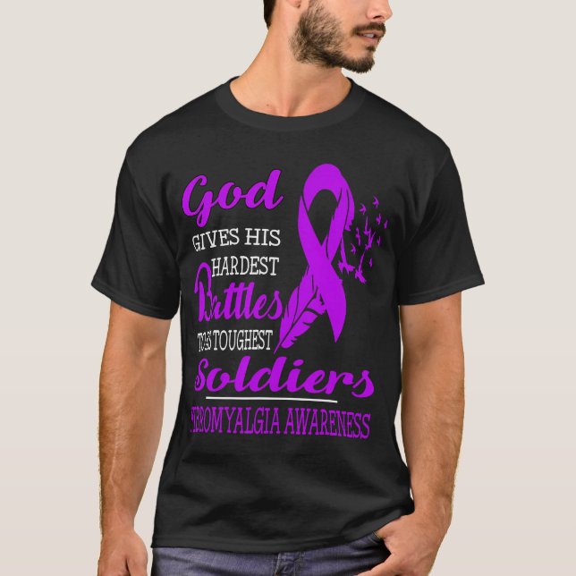 God'S Hardest Soldiers- Fibromyalgia Awareness  T-Shirt (Front)