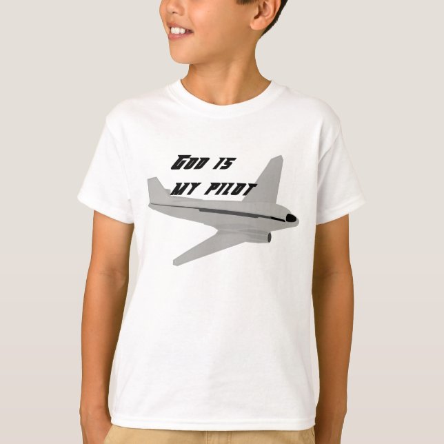 God's Is My Pilot (gray airplane) T-Shirt (Front)