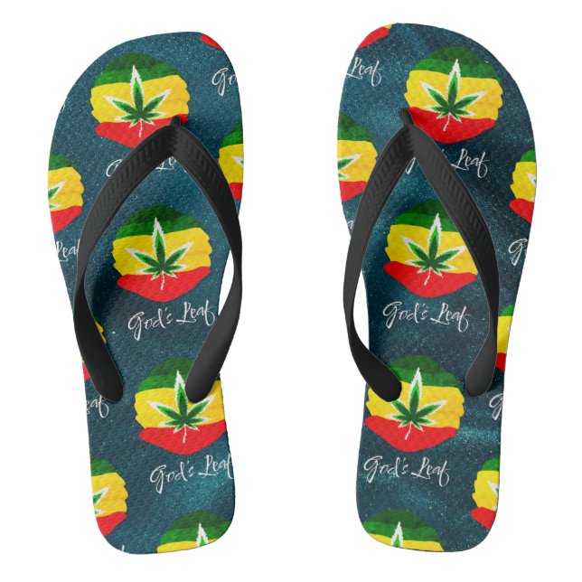 God's Leaf - Deluxe  Dark Blue Edition Flip Flops (Footbed)