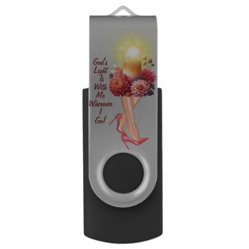 Gods Light Is With Me Wherever I Go Pink Candle  Flash Drive