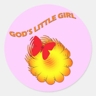 Gods Little Girl Classic Round Sticker