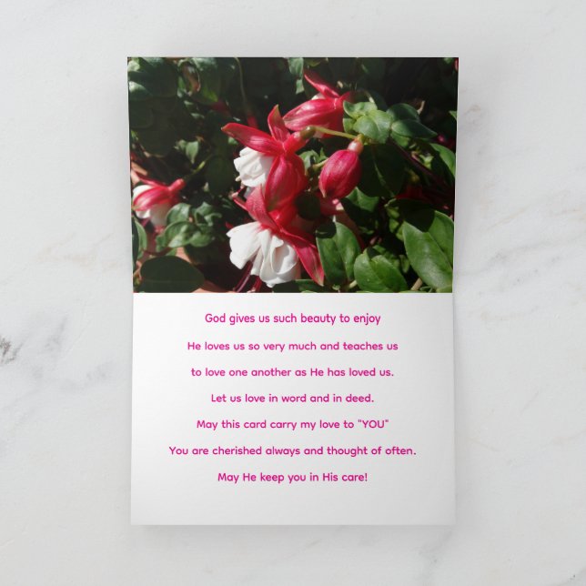 God's Love, Fuschia Flower Card (Inside)