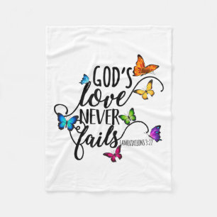 God's Love Never Fails - Butterfly Art - Religious Fleece Blanket