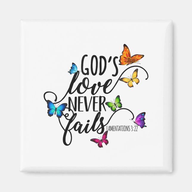 God's Love Never Fails - Butterfly Art - Religious Magnet (Front)