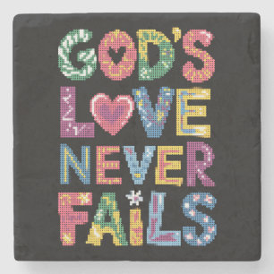 God's Love Never Fails Colorful Geometric Stone Coaster