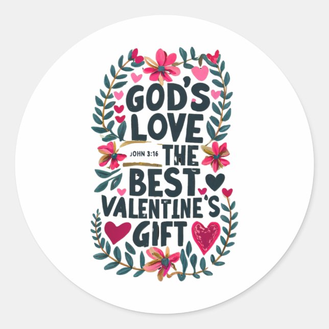 God's Love Valentine Gift  Classic Round Sticker (Front)