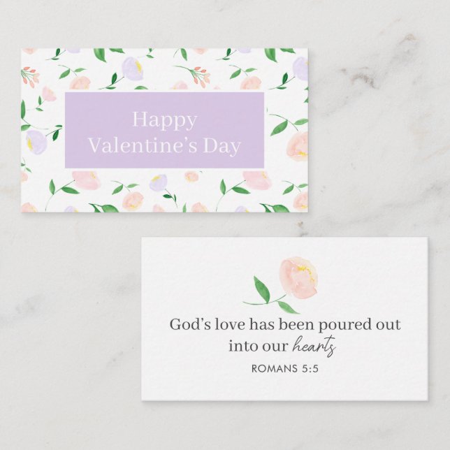 God's Love Valentine Purple Floral Scripture Card (Front/Back)