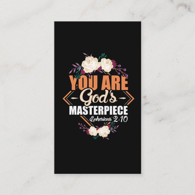 God's Masterpiece Ephesians 2:10 Bible Verse Business Card (Front)