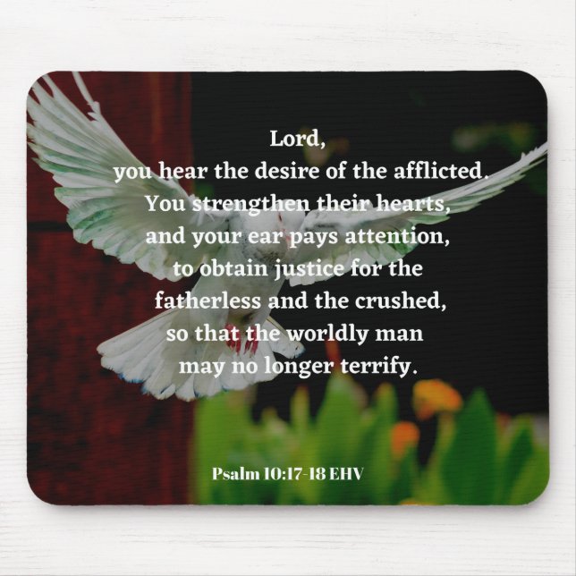 God's Mercy Bible Verse Psalm 10:17-18 Christian Mouse Pad (Front)