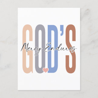 God's mercy endures, believe in God, trust Jesus, Postcard