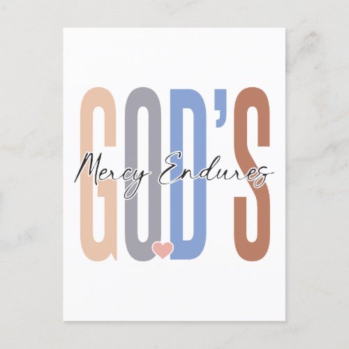 Gods mercy endures believe in God trust Jesus  Postcard