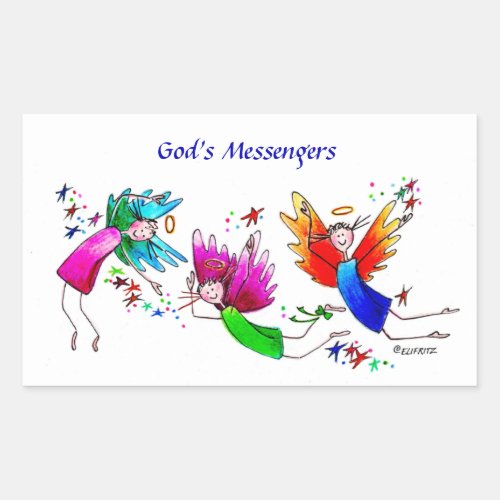 Gods Messengers are Happy colorful Spirits Rectan Rectangular Sticker