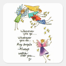 God's Messengers Watching Over you modern colored Square Sticker