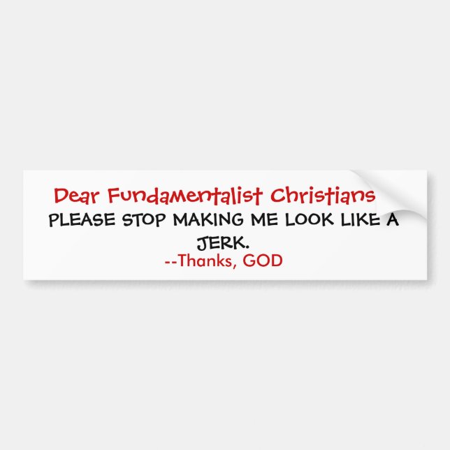 God's no Jerk Bumper Sticker (Front)