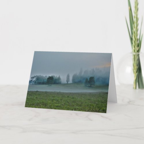 Gods Pasture Misty Forest and Field Nature Scene Card