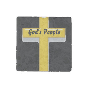God's People Quote/ Christian Cross Stone Magnet