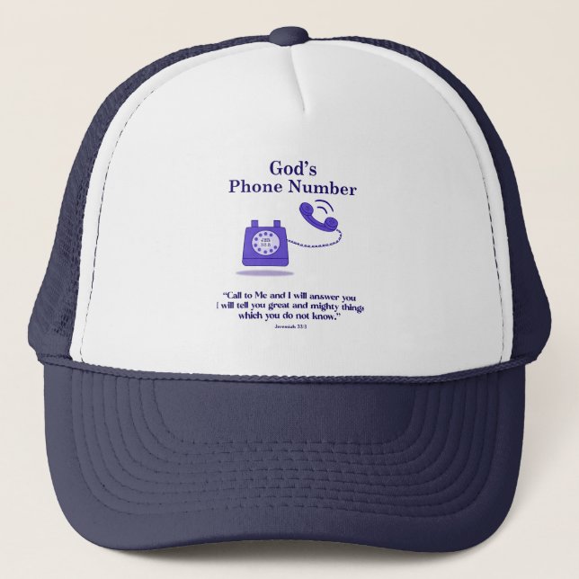 God's Phone Number Jeremiah 33:3 Trucker Hat (Front)