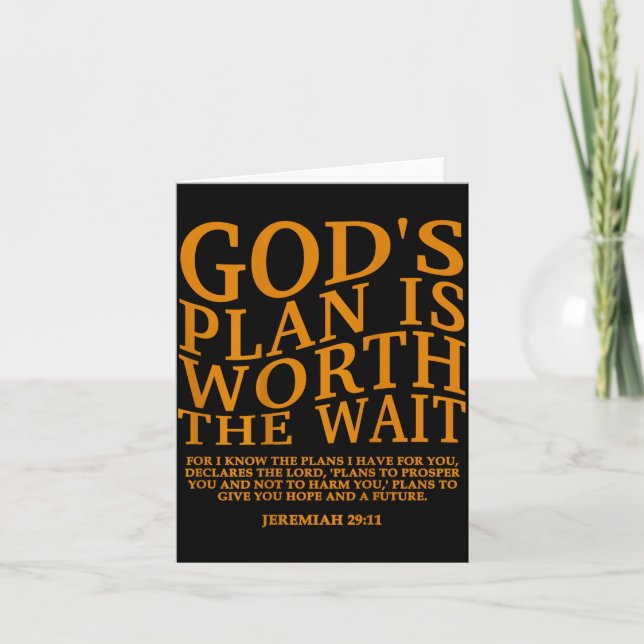 God's Plan Worth Wait Christian Scripture Design Card (Front)