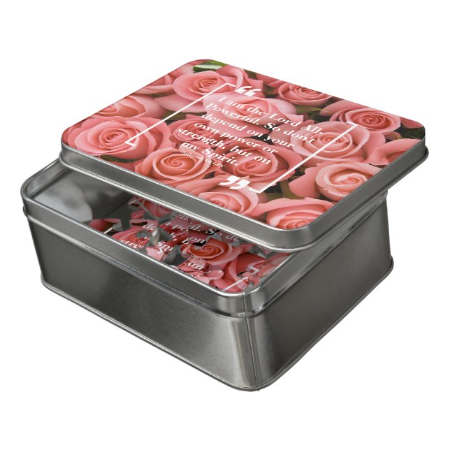 God's Power: Holy Spirit Pink Roses Acrylic Puzzle (Lid Open)