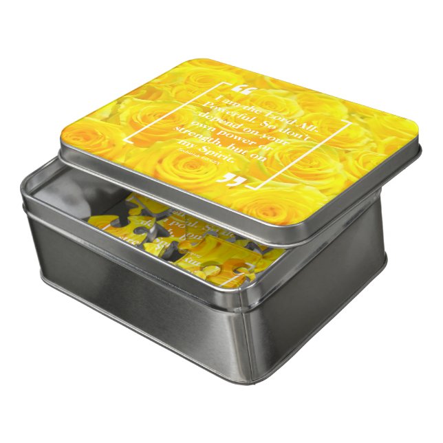 God's Power: Holy Spirit Yellow Roses Acrylic Jigsaw Puzzle (Lid Open)