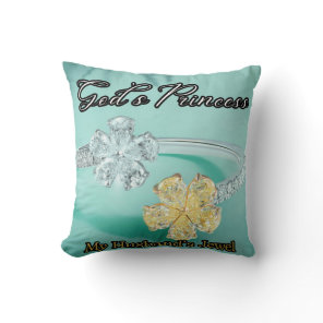 God's Princess Bling Light Turquoise Throw Pillow