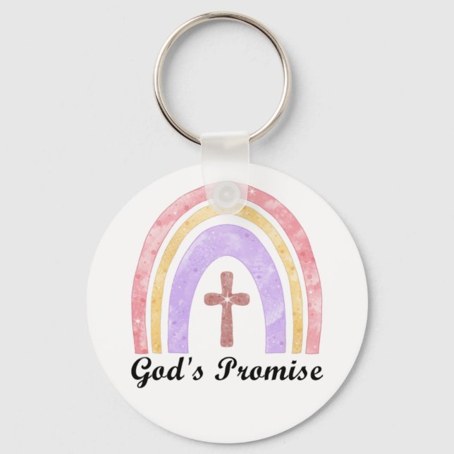 Gods Promise Rainbow and Cross | Keychain (Front)