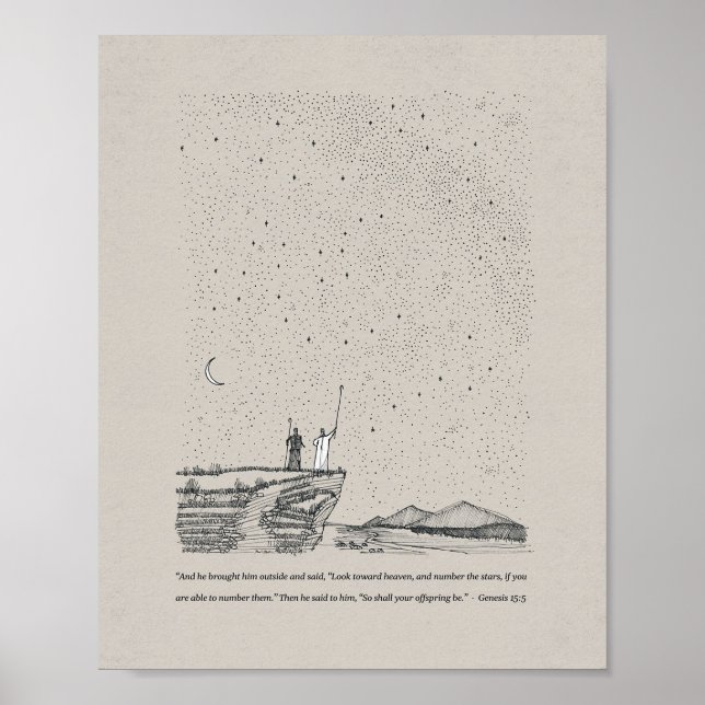 God's Promise to Abraham - Genesis 15:5 Bible Wall Poster (Front)