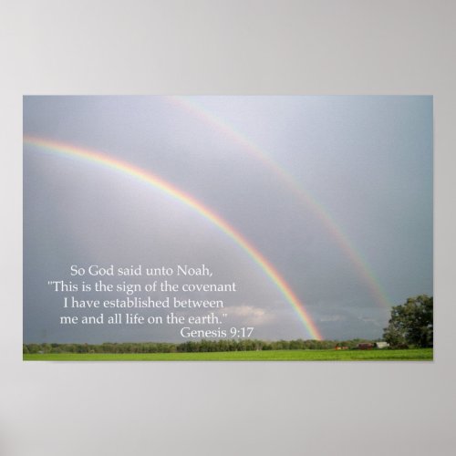 Gods Promise to Noah in the Rainbow Poster