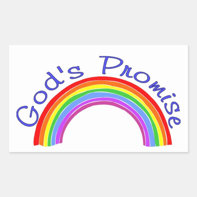 God's promise with rainbow Christian Rectangular Sticker (Front)
