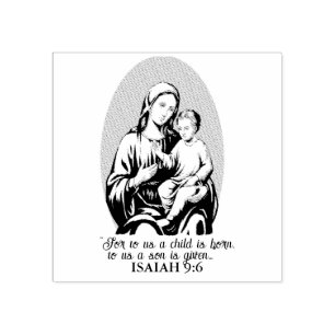 God's Promises Mary and Jesus - Isaiah 9:6 Rubber Stamp
