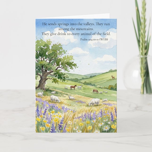 God's Provision: Psalm 104:10-11  Card (Front)