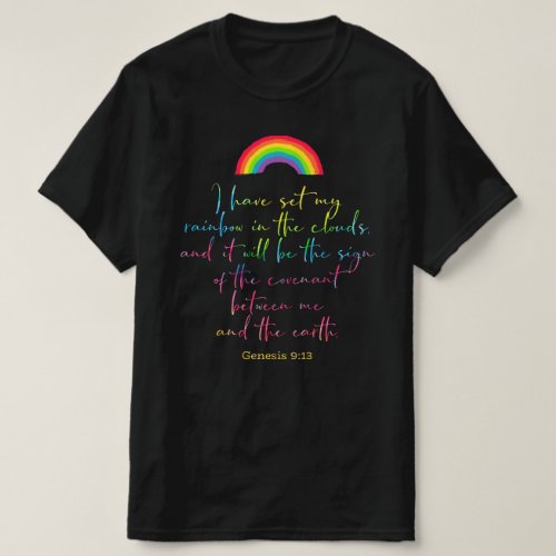 Gods Rainbow Genesis 9 Christian Bible Verse T_Shirt