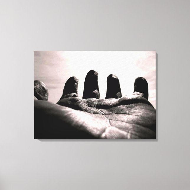 Gods reached out hand by healinglove black & white canvas print (Front)