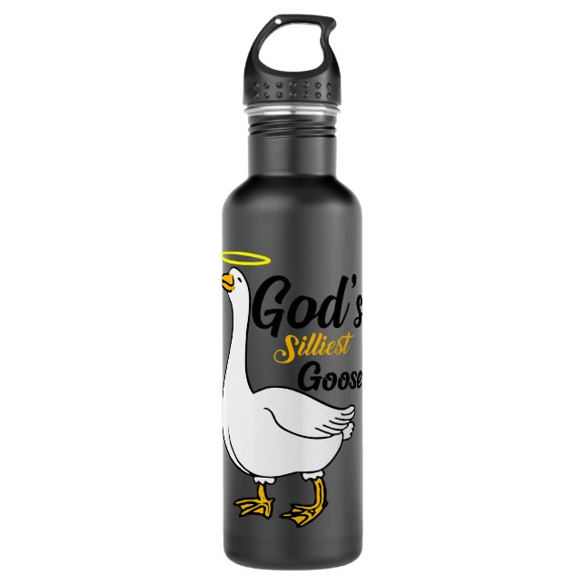 Gods Silliest Goose Bird Animal Goose Honk Memes L Stainless Steel Water Bottle (Front)