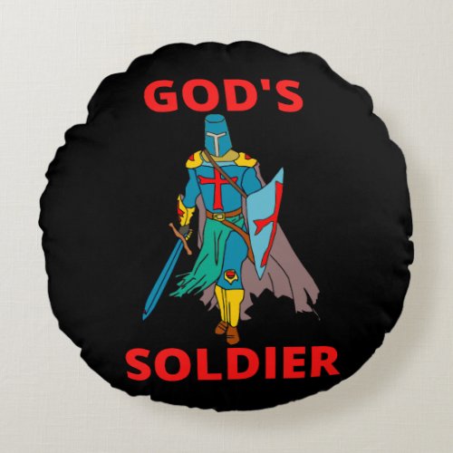 Gods Soldier In Arms Round Pillow