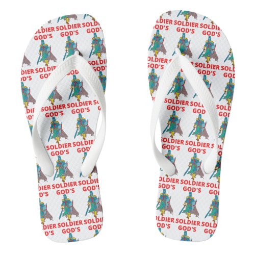 Gods Soldier In Arms White All_Over Print Unisex Flip Flops