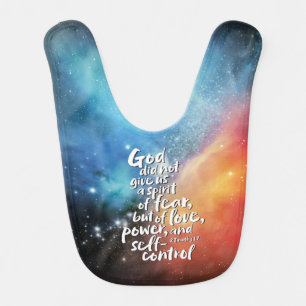GOD's Spirit of Love - NO FEAR - 2 Timothy 1:7 Baby Bib