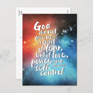 GOD's Spirit of Love NO FEAR Bible Verse Christian Holiday Postcard
