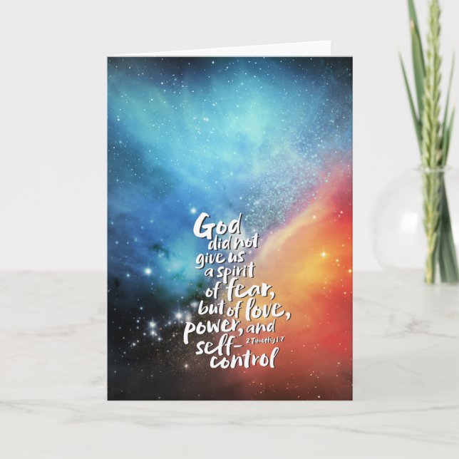 GOD's Spirit of Love - NO FEAR - Bible Verse Holiday Card (Front)
