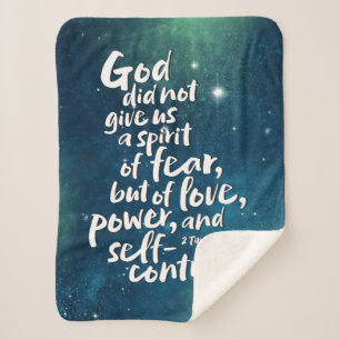 GOD's Spirit of Love - NO FEAR - POWER Bible Verse Sherpa Blanket
