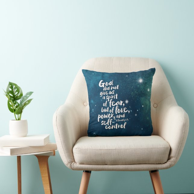 GOD's Spirit of Love - NO FEAR - POWER Bible Verse Throw Pillow (Chair)