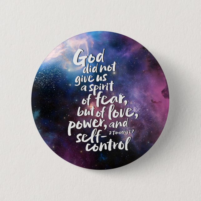 GOD's Spirit of Love NO FEAR POWERFUL Bible Verse Button (Front)