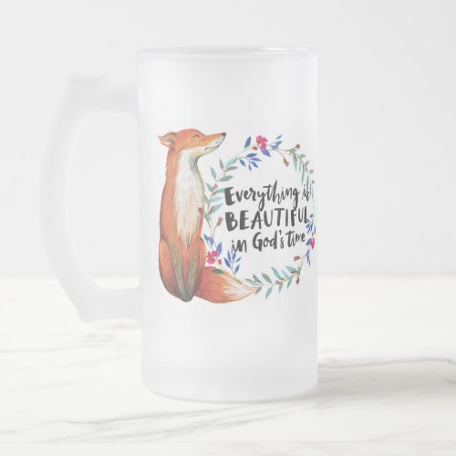 gods time foxes frosted glass beer mug