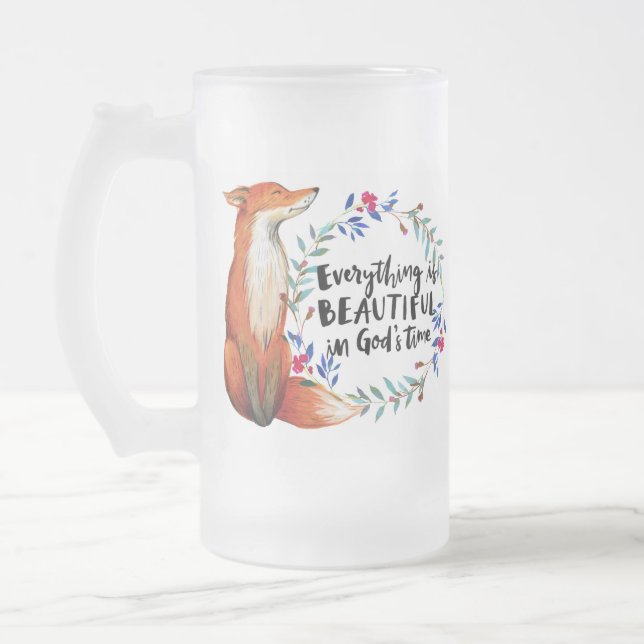 gods time foxes frosted glass beer mug (Left)
