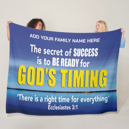 GODS TIMING Christian Bible Personalized Family Fleece Blanket