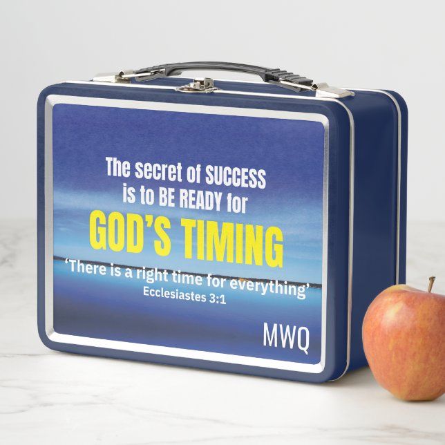 GODS TIMING Inspirational Christian Quote Metal Lunch Box (In Situ)