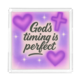 god's timing is perfect airbrush retro 90s purple acrylic tray