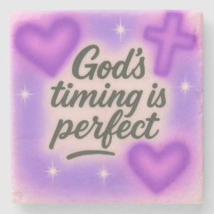 god's timing is perfect airbrush retro 90s purple stone coaster