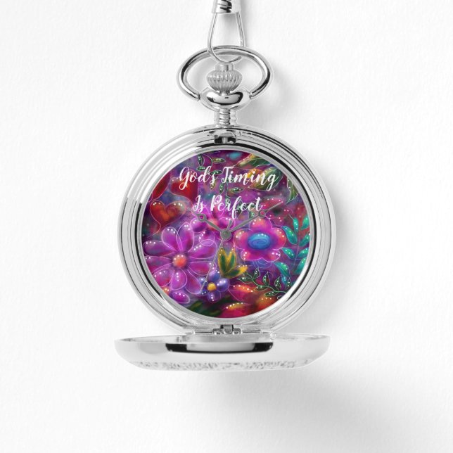 God's Timing is Perfect Floral Personalized Watch (Front)