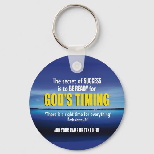 GODS TIMING Success Christian Quote Keychain